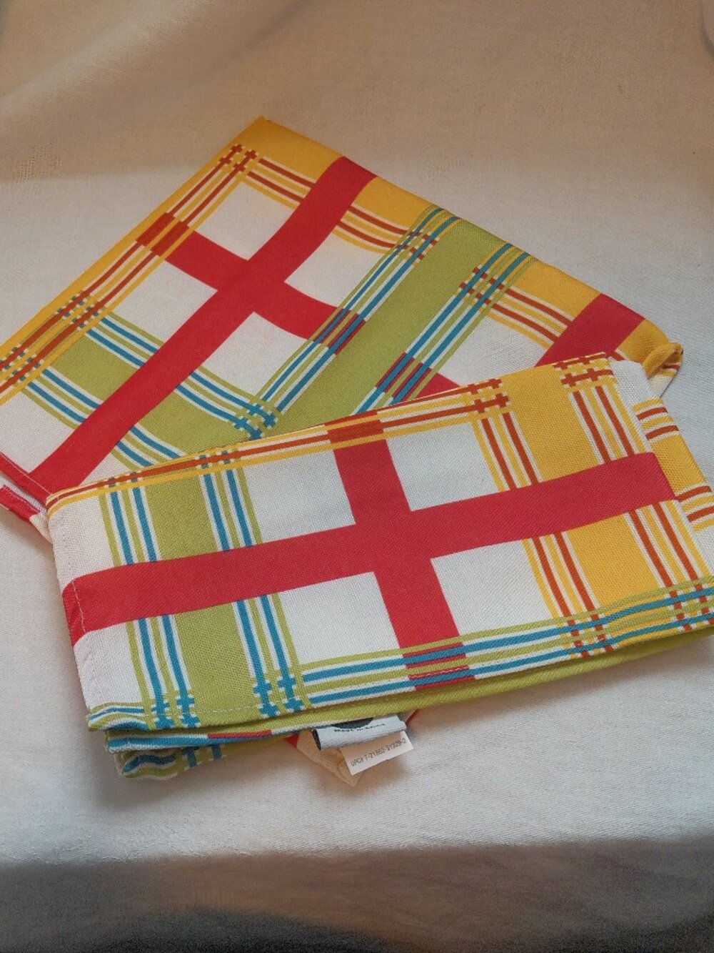 Food Network Bright Plaid Polyester Napkins Set of 2 NEW